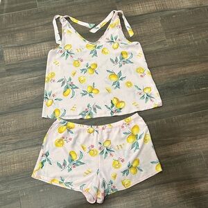 Lemon Print Tank and Shorts Pajama Set